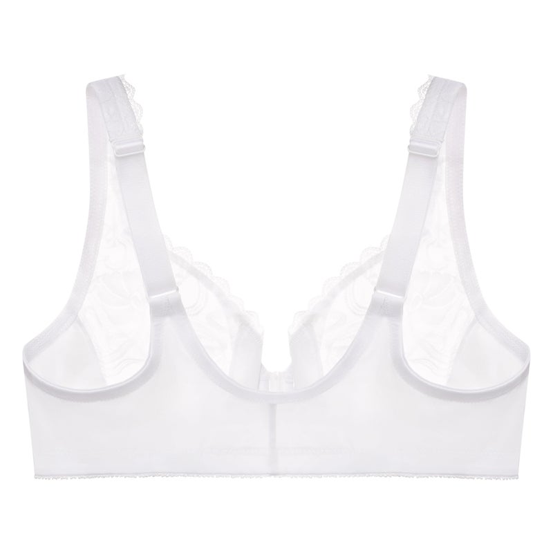 Glamorise Full Figure Plus Size Wonderwire Front-Closure Stretch Lace Bra Underwire #9245 White - Image 4